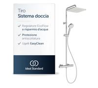 Ideal Standard Tiro colonna doccia, set doccia a risparmio idrico con termostato, doccetta con due modalità di getto (Rain e SilkRain) - Cromo (315 x 510,5 x 1117 mm)
