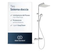 Ideal Standard Tiro sistema doccia con termostato - Cromo | Set doccia a risparmio idrico con termostato, doccetta con due tipi di getto (massaggio e pioggia delicata), A8575AA