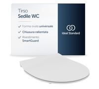 Ideal Standard - Universal, Tavoletta wc curva universale sottile, Copriwater arrotondato con chiusura rallentata, Antibatterico, Sgancio rapido, Urea, Bianco