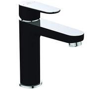 Ideal Standard Tyria - Miscelatore per lavabo per bagno, colore: nero e cromato, con tappo in metallo BC159HS