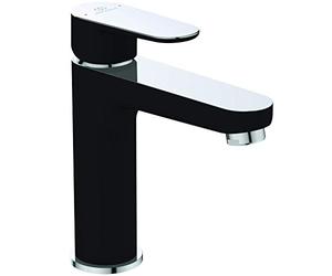 Ideal Standard Tyria - Miscelatore per lavabo per bagno, colore: nero e cromato, con tappo in metallo BC159HS