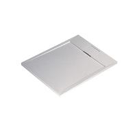 Ideal Standard - Ultra Flat S i.life, Piatto doccia rettangolare 100x90 in resina, Piletta di scarico lato corto, Finitura opaca effetto pietra, Bianco