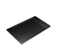 Ideal Standard - Ultra Flat S i.life, Piatto doccia rettangolare 120x80 in resina, Piletta di scarico lato corto, Finitura opaca effetto pietra, Nero