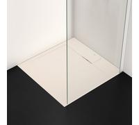 Ideal Standard - Ultra Flat S i.life, Piatto doccia quadrato 80x80 in resina, Piletta con scarico nascosto, Finitura opaca effetto pietra, Sabbia