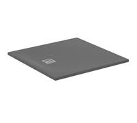 Ideal Standard - Ultra Flat S+, Piatto doccia quadrato ultrasottile in resina effetto pietra, 100x100cm, Ideal Solid, Grigio cemento