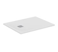 Ideal Standard - Ultra Flat S+, Piatto doccia rettangolare ultrasottile in resina effetto pietra, 100x80cm, Ideal Solid, Scarico lato corto, Bianco