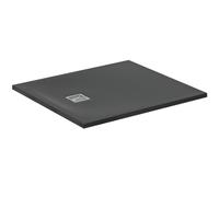 Ideal Standard - Ultra Flat S+, Piatto doccia rettangolare ultrasottile in resina effetto pietra, 100x90cm, Ideal Solid, Scarico lato corto, Nero