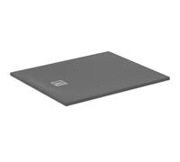 Ideal Standard - Ultra Flat S+, Piatto doccia rettangolare ultrasottile in resina effetto pietra, 120x100cm, Ideal Solid, Scarico lato corto, Grigio cemento