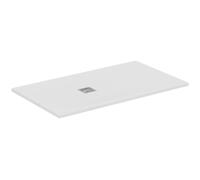 Ideal Standard - Ultra Flat S+, Piatto doccia rettangolare ultrasottile in resina effetto pietra, 140x80cm, Ideal Solid, Scarico lato corto, Bianco