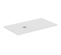 Ideal Standard - Ultra Flat S+, Piatto doccia rettangolare ultrasottile in resina effetto pietra, 160x90cm, Ideal Solid, Scarico lato corto, Bianco