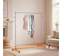 IDEALHOUSE Appendiabiti resistente su ruote, base a Z, regolabile in | Asta appendiabiti extra lunga 160-180 cm, fino a 300 kg, in acciaio, ruote a 360° con freno, asta argentata