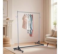 IDEALHOUSE Appendiabiti Resistente su Ruote, Base a Z, Regolabile in | Asta appendiabiti extra lunga 160-180 cm, fino a 300 kg, in acciaio, ruote a 360° con freno, asta argentata