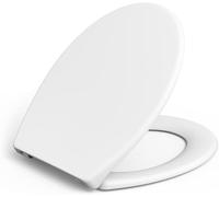 IDEALHOUSE Copriwater con abbassamento automatico, sedile WC facile da montare, coperchio per WC con funzione Quick Release non si scioglie mai occhialini in Duroplast antibatterico, ovale, bianco