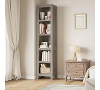 IDEALHOUSE Libreria sottile a 5 ripiani, in stile rustico, 181 cm | Scaffale autoportante con ripiani aperti regolabili e piedini in legno effetto legno, per ufficio, soggiorno e camera da