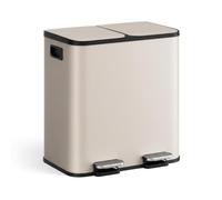 IDEALHOUSE Pattumiera da cucina a 2 scomparti (2 x 15 l) in acciaio inox, 2 | Due secchi interni rimovibili da 15 l per la raccolta differenziata, filtro antiodore, superficie resistente alle impronte