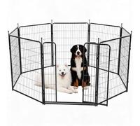 IDEALHOUSE Recinzione pieghevole per cani in metallo resistente, recinto per cani e cuccioli con porta, portatile, per esterni e interni, adatta per giardino, campeggio e camper, 8 pannelli, altezza
