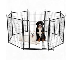 IDEALHOUSE Recinzione pieghevole per cani in metallo resistente, recinto per cani e cuccioli con porta, portatile, per esterni e interni, adatta per giardino, campeggio e camper, 8 pannelli, altezza