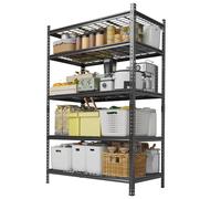 IDEALHOUSE Scaffalatura per carichi pesanti, 5 ripiani, portata 1000 kg | Altezza regolabile, resistente alla ruggine e non danneggia il pavimento, per garage, cantina, cucina, dispensa