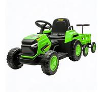 IDEALHOUSE Trattore elettrico per bambini da 12 V, con rimorchio rimovibile | Auto per bambini a 6 ruote, doppio motore, 3 velocità, luci LED, musica e clacson, telecomando 2,4 G