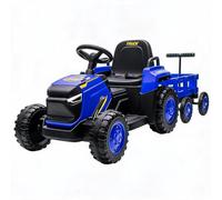 IDEALHOUSE Trattore elettrico per bambini da 12 V, con rimorchio rimovibile | Auto per bambini a 6 ruote, doppio motore, 3 velocità, luci LED, musica e clacson, telecomando 2,4 G