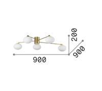 Ideallux Ideal Lux Hermes plafoniera, bianco, 90 cm, a 5 luci, vetro Ideallux