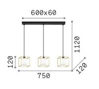 Ideallux Ideal Lux lampada a sospensione Lingotto, a 3 luci, 3 gabbie, nero Ideallux
