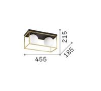 Ideallux Ideal Lux plafoniera Lingotto, a 2 luci, nero, vetro opalino Ideallux