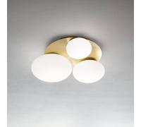 Ideallux Ideal Lux plafoniera Ninfea, colore ottone, vetro opalino, 3 luci. Ideallux