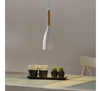 Ideallux Lampada a sospensione Manhattan con legno, bianco 110745