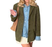 IDEALSANXUN Giacca da donna in pelle scamosciata autunno inverno moda casual oversize giacca blazer giacca trench coat
