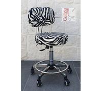 IDEALSEDIE DI GALIZIA MICHELE GALIZIA Sgabello da Lavoro per centri estetici ambulatorio Medico e dentistico, tatuatori, con Ruote, 360 gradi, Imbottitura altezza 7cm D37 Finta Pelle, (ZEBRATO)