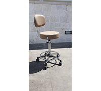 IDEALSEDIE DI GALIZIA MICHELE GALIZIA Sgabello da Lavoro per centri estetici ambulatorio Medico e dentistico, tatuatori, con Ruote, 360 gradi, Imbottitura altezza 7cm D37 Finta Pelle, (TORTORA)