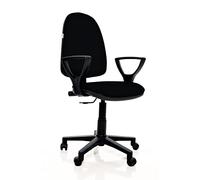 IDEALSEDIE DI GALIZIA MICHELE Sedia Da Ufficio Ergonomica,Contatto Permanente E Regolabile In Altezza Sedile E Schienale Imbottiti In Tessuto Finta Pelle, prodotto e certificato italiano (NERO)