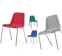 IDEALSEDIE DI GALIZIA MICHELE Sedia Da Ufficio Poltrona Fissa per Sala Attesa, Monoscocca in Plastica Colorata Beige, Telaio in Metallo Verniciato Nero, Impilabile, Prodotto Italiano 100%