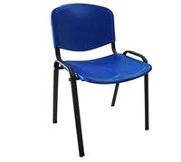 IDEALSEDIE DI GALIZIA MICHELE SEDIA FISSA 4 GAMBE CON TELAIO IN ACCIAIO VERNICIATO NERO, SEDILE E SCHIENALE IN PLASTICA COLORATA, TELAIO IMPILABILE (blu)