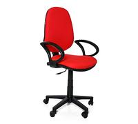 Idealsedie Sedia dattilo da Ufficio, braccioli e Base in plastica elevazione a Gas, Contatto Permanente, Ruote per parquet, Rivestimento ignifugo certificata EN-1335 Colori: Nero, Blu, Rosso