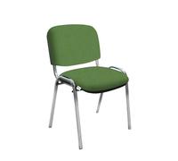 IDEALSEDIE - Sedia Scrivania Senza Rotelle con Telaio Cromato, Sedia Ufficio Senza Ruote Comoda, Impilabile, Sedie per Sala d'Attesa, Sala Riunioni, Conferenze (Tessuto, Verde)