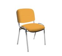IDEALSEDIE - Sedia Scrivania Senza Rotelle con Telaio Cromato, Sedia Ufficio Senza Ruote Comoda, Impilabile, Sedie per Sala d'Attesa, Sala Riunioni, Conferenze (Finta Pelle, Senape)