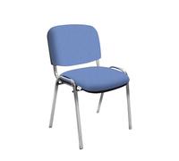 IDEALSEDIE - Sedia Scrivania Senza Rotelle con Telaio Cromato, Sedia Ufficio Senza Ruote Comoda, Impilabile, Sedie per Sala d'Attesa, Sala Riunioni, Conferenze (Tessuto, Celeste)