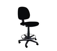 IDEALSEDIE - Sgabello con Ruote e Schienale Girevole, Sgabello Lavoro con Altezza Regolabile, Schienale a Contatto Permanente, Prodotto in Italia (Nero - Tessuto)