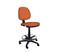 IDEALSEDIE - Sgabello con Ruote e Schienale Girevole, Sgabello Lavoro con Altezza Regolabile, Schienale a Contatto Permanente, Prodotto in Italia (Arancio - Finta Pelle)