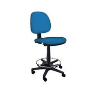 IDEALSEDIE - Sgabello con Ruote e Schienale Girevole, Sgabello Lavoro con Altezza Regolabile, Schienale a Contatto Permanente, Prodotto in Italia (Azzurro - Tessuto)