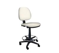 IDEALSEDIE - Sgabello con Ruote e Schienale Girevole, Sgabello Lavoro con Altezza Regolabile, Schienale a Contatto Permanente, Prodotto in Italia (Panna - Finta Pelle)