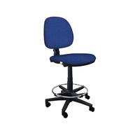 IDEALSEDIE - Sgabello con Ruote e Schienale Girevole, Sgabello Lavoro con Schienale ed Altezza Regolabili, Schienale a Contatto Permanente, Prodotto in Italia (Blu - Tessuto)