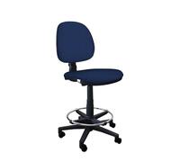 IDEALSEDIE - Sgabello con Ruote e Schienale Girevole, Sgabello Lavoro con Schienale ed Altezza Regolabili, Schienale a Contatto Permanente, Prodotto in Italia (Blu Spugna - Tessuto)