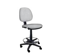 IDEALSEDIE - Sgabello con Ruote e Schienale Girevole, Sgabello Lavoro con Schienale ed Altezza Regolabili, Schienale a Contatto Permanente, Prodotto in Italia (Grigio Chiaro - Tessuto)