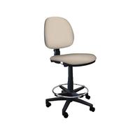IDEALSEDIE - Sgabello con Ruote e Schienale Girevole, Sgabello Lavoro con Schienale ed Altezza Regolabili, Schienale a Contatto Permanente, Prodotto in Italia (Beige - Finta Pelle)