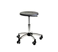 IDEALSEDIE SGABELLO DATTILO CON SEDILE IN POLIURETANO NERE LAVABLILE, BASE IN PLASTICA O CROMATA, REGOLABILE IN ALTEZZA, MIN.53 MAX 70CM (BASE CROMATA D.50)