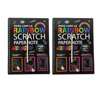 IDEANATEGRATE 2 Pezzi Libro da Grattare per Carta Nera, Creativo e Divertente, Aumenta la Manualità, per Compleanni e Attività Artistiche DIY