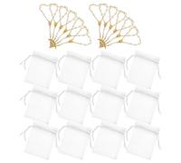 IDEANATEGRATE Braccialetti Rosari Mini 12 Set Perle e Croce Finta Oro Bianca 7X9 CM, Braccialetti Religiosi per Battesimo e Prima Comunione, Regali per Bambine e Ragazzo Ragazza